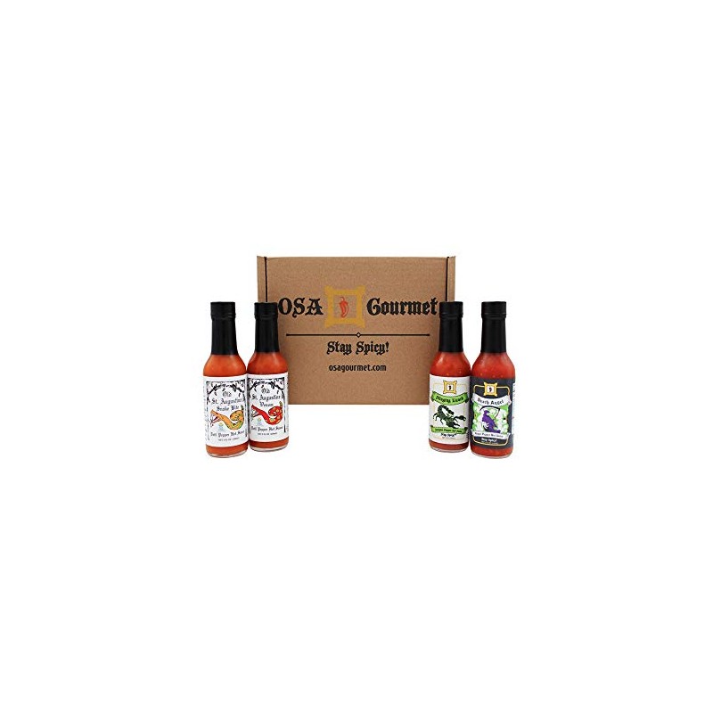 Hot Sauce Lover’s Gift Box, 4 Bottles Varying Heat Levels,