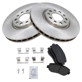 TRQ Front Brake Pad & Rotor Kit Brake Pads Brake Rotor Ceramic Compatible with 2015-2017 Chrysler 200 2013-2016 Dodge Dart