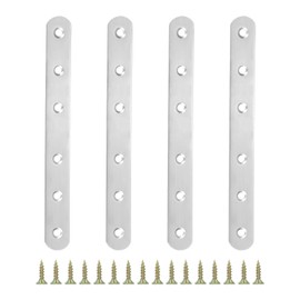 PATIKIL Stainless Steel Corner Braces 6.5 x 0.75 Inch,4 Pieces L Bracket Joint Right Angle Support Bracket L Shaped Corner Fasteners with Screws for Shelves, Silver