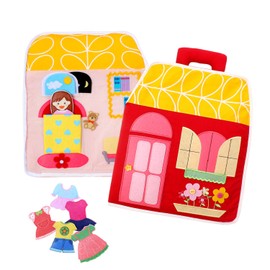 LOVELNE Quiet Busy Book, Carry Home Dollhouse Bag, Educational Toddler Activity Toy
