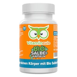 Organic Sage Capsules – High Dose 2,000 mg (500 mg 4:1 Extract) – Produced in Germany – Bioactive & Vegan – No Additives & Laboratory Tested – Suitable for Breastfeeding and Breastfeeding Vitamineule