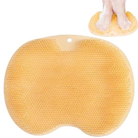 fghuim Silicone Foot & Body Scrubber with Non-Slip Suction Cups for Shower Hand-Free,Flat Wall Mounted Back Scrubber for Shower,Massage & Exfoliating Silicone Shower Scrubber (Yellow)