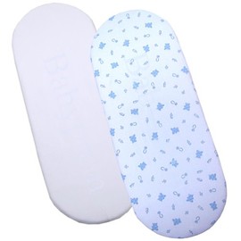 BabyPrem 2 Fitted Cotton Moses Basket Sheets (73-76 x 28-30cm) Blue Teddy