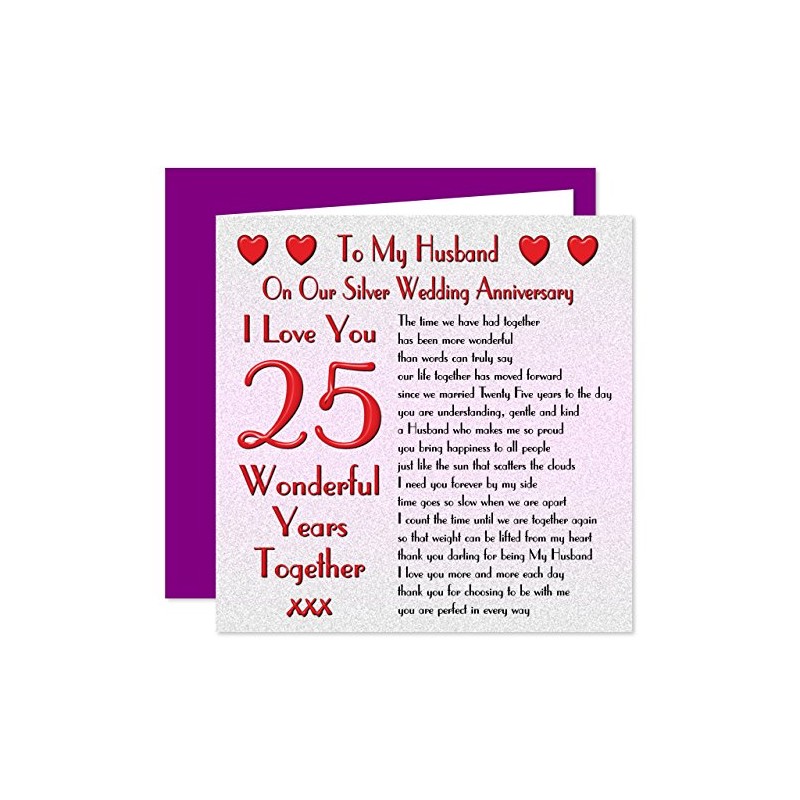 My Husband 25th Wedding Anniversary Card - On Our Silver