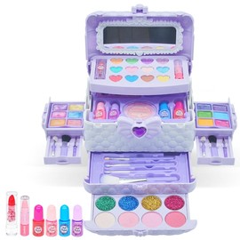 Kids Makeup Kit for Girl - 57PCS Kids Toys Make Up Set,Non Toxic & Washable Little Girls Toddler Toy,Princess Toys Play Makeup for Children Age 4-12 Years Old,Teen Christmas & Birthday Gifts (Purple)