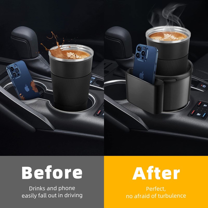 Adjustable Car Cup Holder Expander - Fits Bottles 0.4-1.5L (7.0-10.7cm),