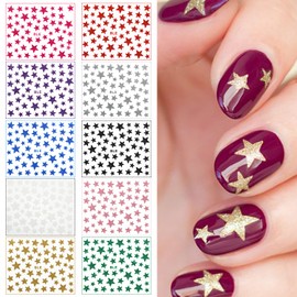 YECIRALA 10 Sheets Glitter 3D Star Nail Stickers for Women Acrylic Nails Blue Red Purple Colorful Star Nail Decals 3D Stars for Nails Stars Nail Art Stickers Star Accessories Self Adhesive Decals