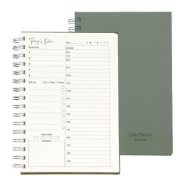PATIKIL Undated Daily Planner with Hourly Schedule, A5 5.5"x 8.5" To-Do List Hard Cover Spiral Notebook Appointments Planner Notebook to Organize Daily Tasks and Agendas, Green