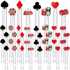 FIONUPI 40 Pcs Casino Bubble Wands Bulk Mini Themed Party Wand Favors Gifts Bag Stuffers for Las Vegas Night House Poker Game Birthday Party Supplies
