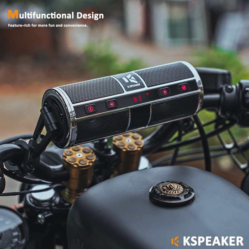 Motorcycle Speakers Bluetooth Waterproof Radio Audio System Built-in Amplifier, Great