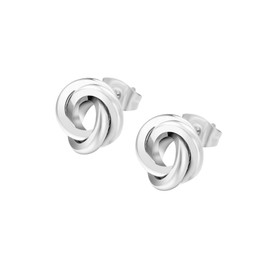 Edforce Stainless Steel Love Knot Stud Earrings (Silver)