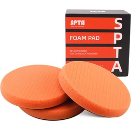 SPTA Orange Light Cut Pad, Buffing Polishing Pads, 3Pcs 5.5 Inch Face for 5 Inch 125mm Backing Plate Compound Buffing Sponge Pads for Car Buffer Polisher Compounding, Polishing and Waxing -X00224Y6O3