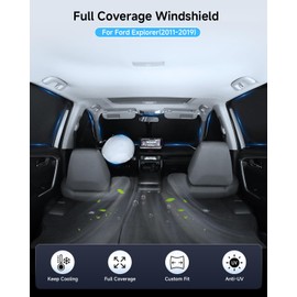 EVOOOR 8PCS Window Shade for Ford Explorer 2011-2019 Accessories- Full Coverage Front Rear Side Triangular Windshield Sun Shade Cover Sun Visor Kit - UV Ray & Privacy Protection for Camping