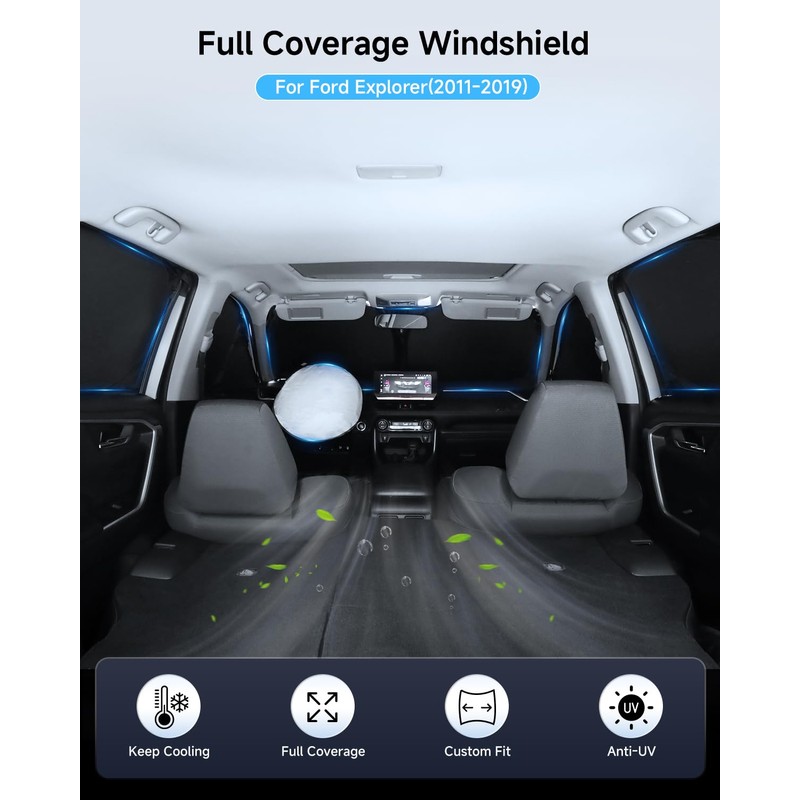 EVOOOR 8PCS Window Shade for Ford Explorer 2011-2019 Accessories- Full