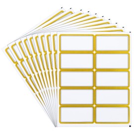 Prasacco 100 Pieces Large Labels Stickers 2 x 4 Inch Writable Printable Blank Sticker Address Shipping Labels Gold Border Name Tag for Presents Folders Jars Bottles Organizing Storage
