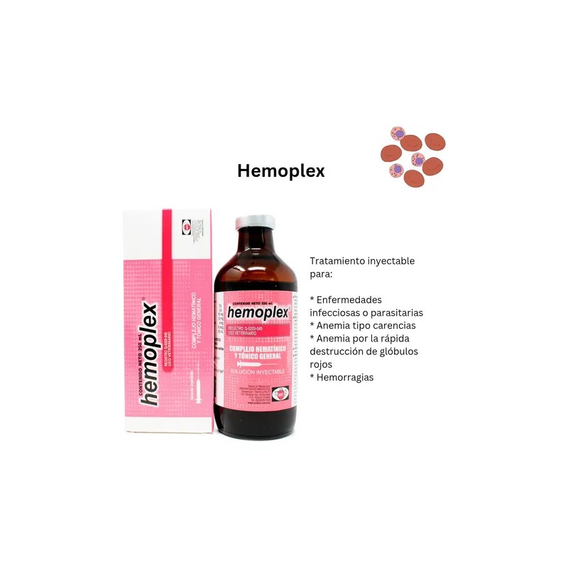 Hemoplex 250ml. Tonico Hematinico Anemia Animales
