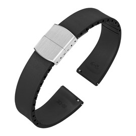 ibenifit Fluororubber Watch Band with Spring Deployant Clasp, Cut to Size Fast Release FKM Rubber Watch Strap for Men Women 18mm 19mm 20mm 21mm 22mm