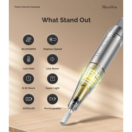 MelodySusie Electric Nail Drill Professional 30000 RPM, Portable Rechargeable Nail File,SC300F Cordless Nail E File for Acrylic Nails Gel Polishing,Efile Nail Kit for Manicure Pedicure Salon Home