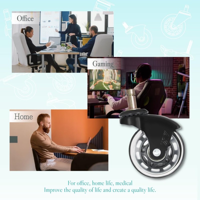 IKEA Office Chair Wheels Replacement for Hardwood Floor and Carpet,