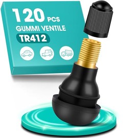 TR412 Tyre Valve, Pack of 120 Rubber Valves, Universal Car Valve, Snap-in Rubber Valves, Car Tyre Valve, Rubber Valve Tyres for Motorcycles, Most Cars