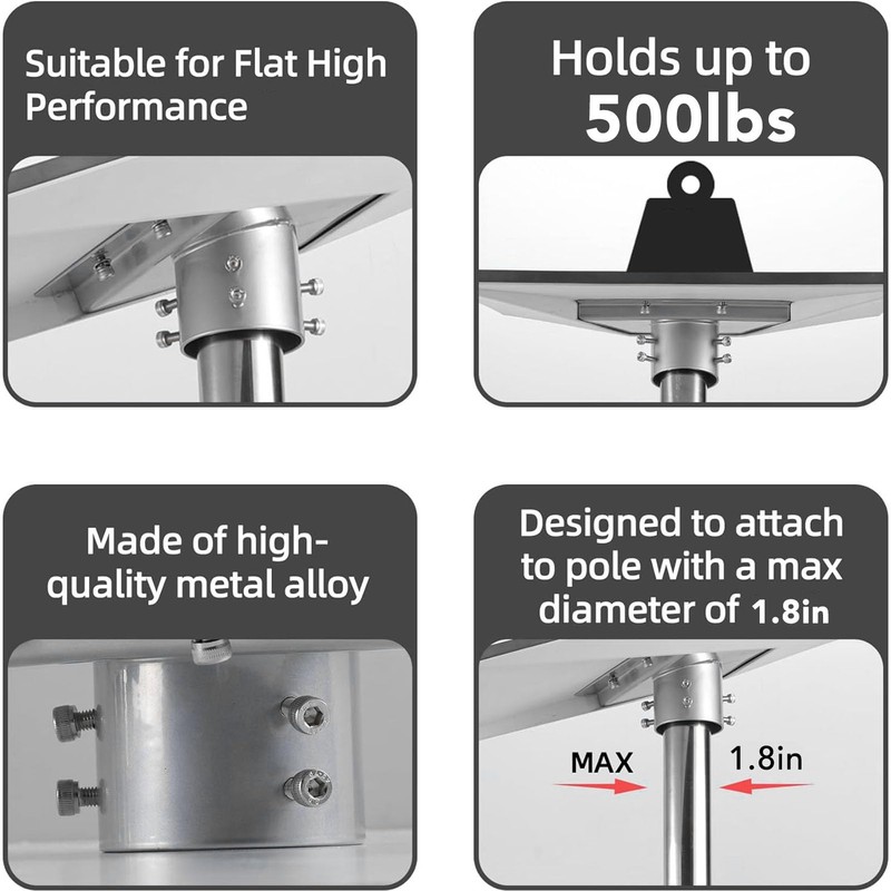 Gen 3 Pipe Adapter, Stainless Steel Pole Mount, for Gen