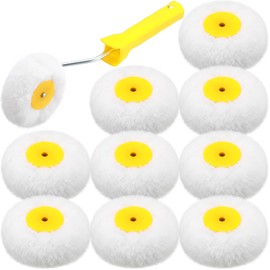 Leumoi 10 Pieces Corner Paint Roller Kit Including Drywall Corner Tool 3 Inch Paint Roller, 12 Inch Handle Roller House Paint Rollers for Drywall Mud and Paint Application (White)