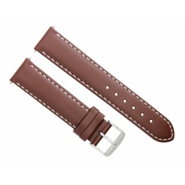 Ewatchparts 18mm Smooth Leather Watch Band Strap Compatible With Ulysse Nardin Waterprof Light Brown With White Stitching