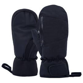 Ski Mittens Women Waterproof, Golf Mitts Men, Ski Gloves Ladies, Thermal Gloves Touch Screen, Cotton Winter Gloves Touchscreen Unisex With Zip Pocket Sport Cycling Mtb Running Extra Warm (M, Black)