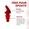 1 Dozen Clear Free-Pour Spouts with Medium Red Cork -
