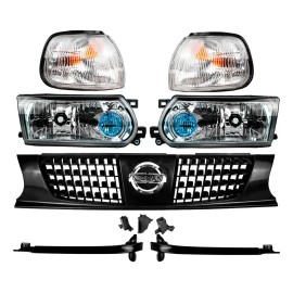 Kit Frente Tsuru 3 Faros Cuartos Biseles Parrilla Emblema