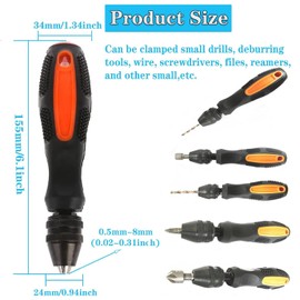 YUENTOEN Vise Hand Drill, Hand Twist Drill Handheld Adjustable Pin Vise Drill Bit Chuck 0.5‑8mm Clamping Range for Manually Punch and Cut