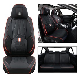 Chifengzun Car Seat Covers Full Set, Seat Covers for Car with Lumbar Support, Nappa Leather Seat Covers Waterproof Car Seat Protectors Universal Fit for Most Cars SUV Trucks (Black)