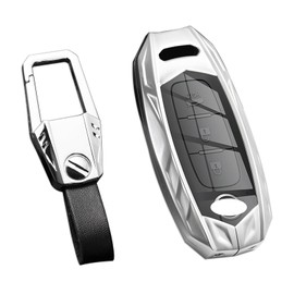 Ocezbiis for Nissan Key Fob Cover,Keychain,Zinc Alloy Protection Car Key Shell Case Compatible with Nissan Infiniti Holder Smart Remote Keyless Keyshell Accessories(for Nissan Style B Silver)