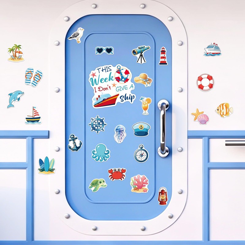 27PCS Cruise Door Decorations Magnetic, Cute Nautical Cruise Door Magnets