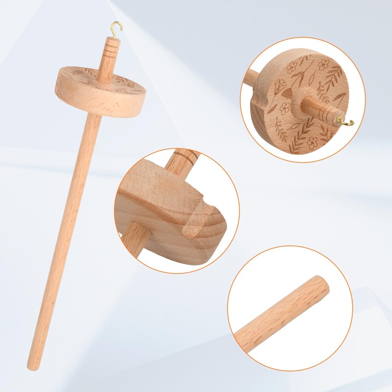 Hand Spindle Spinning Wheel for Wool - Hand Carved Wooden