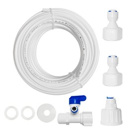PAROAD 5 Metre Universal Connection Set, 1/4 Inch Hose for Water Filter, Ice Machine, Aquarium (3/4 Inch and 1/2 Inch Female Thread Tap Connection to 1/4 Inch Plug Connection, 3-Way Shut-off Valve)