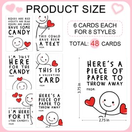 48 Funny Kids Valentines Day Cards, Classroom Valentine's Day Cards for Kids, Valentine's Day Gift Tags, Cute Valentines Day Exchange Cards for Girls Boys