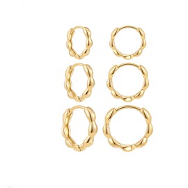3Pairs Gold Hoop Earrings Minimalist Small Hoop Earrings Geometric Hoop Earrings Birthday Party Jewelry Gifts for Women Girl
