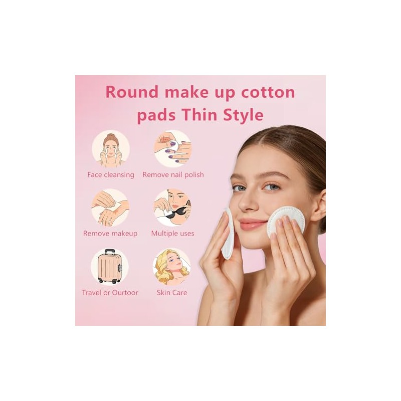 Cotton Rounds 150 almohadillas desmaquillantes en caja, hipoalergénicas, sin pelusas,