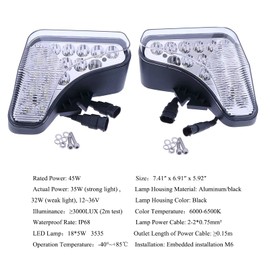 RONGPAS LED Headlight Kit 7251341 7251340 Compatible with Bobcat A770 S450 S510 S530 S550 S570 S590 S595 S630 S650 S740 S750 S770 S850 T450 T550 T590 T595 T630 T650 T740 T750 T770 T870