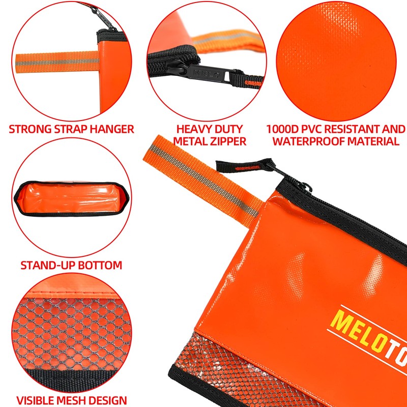 MELOTOUGH Waterproof Material 12 inch Zipper Tool Pouch 2 Pack,