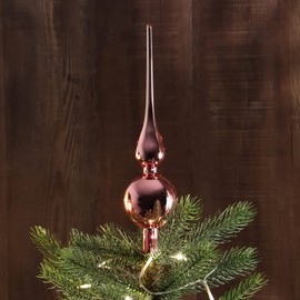 com-four® Weihnachtsbaumspitze glänzend - Christbaumspitze aus echtem Glas für Weihnachten - Tannenbaumspitze für den Christbaum (28cm - Lotus Glanz)