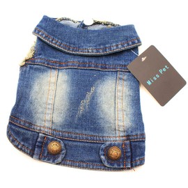 MISSPET Soft Blue Jeans Denim Cute Pet Dog Puppy Coat Jacket Clothes Costume Apparel Hoodies for Small Medium Dog