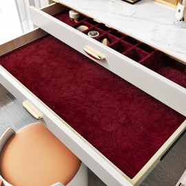 WESTICK Red Velvet Wallpaper Peel and Stick Soft Felt Fabric Contact Paper for Jewelry Box Liner Self Adhesive Flocking Fabric Wallpaper Velvet Drawer Liner for Shelf Liner DIY Decor 15.8"x394"