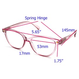 ColorViper Vintage Classic cateye reading glasses for women CAT EYE (A1 Transparent Pink, 1.75)