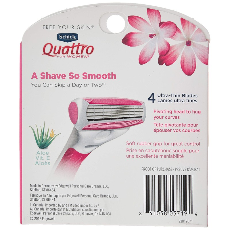Schick Quattro for Women 4 Blade Razor Refills, Pack of