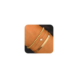 Picuzzy Gold Bracelets for Women, 14k Gold Plated Bangles Set Dainty Bracelets for Women Trendy Adjustable Beaded Bracelets 5pcs Cuff Bracelet Non Tarnish Gold Bracelet Waterproof Christmas Jewelry