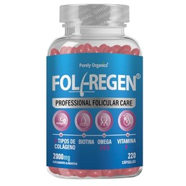 Purely Organics | Suplemento para Cabello y Piel con Colágeno, Omegas y Vitamina E | Foliregen Professional | 220 Cápsulas