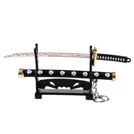 Lanxitown Mini Katana Mini Sword with Plastic Stand Samurai Sword Metal Weapon Model Toy Katana Anime Swords Keychain 5.9 inches (Style C)