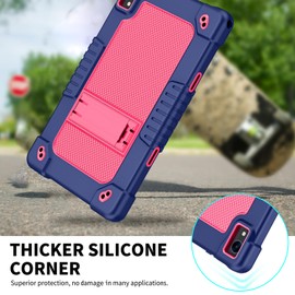 Kebiory for Urao C107/Jeazans OC101/Jeazans C107 Tablet Case with Shoulder Strap Kickstand Kids Friendly for Urao C107 Tablet Case/for Freeski C107/HiGrace C107/ZOFYWNAS C107 10.1" Tablet (NavyPink)